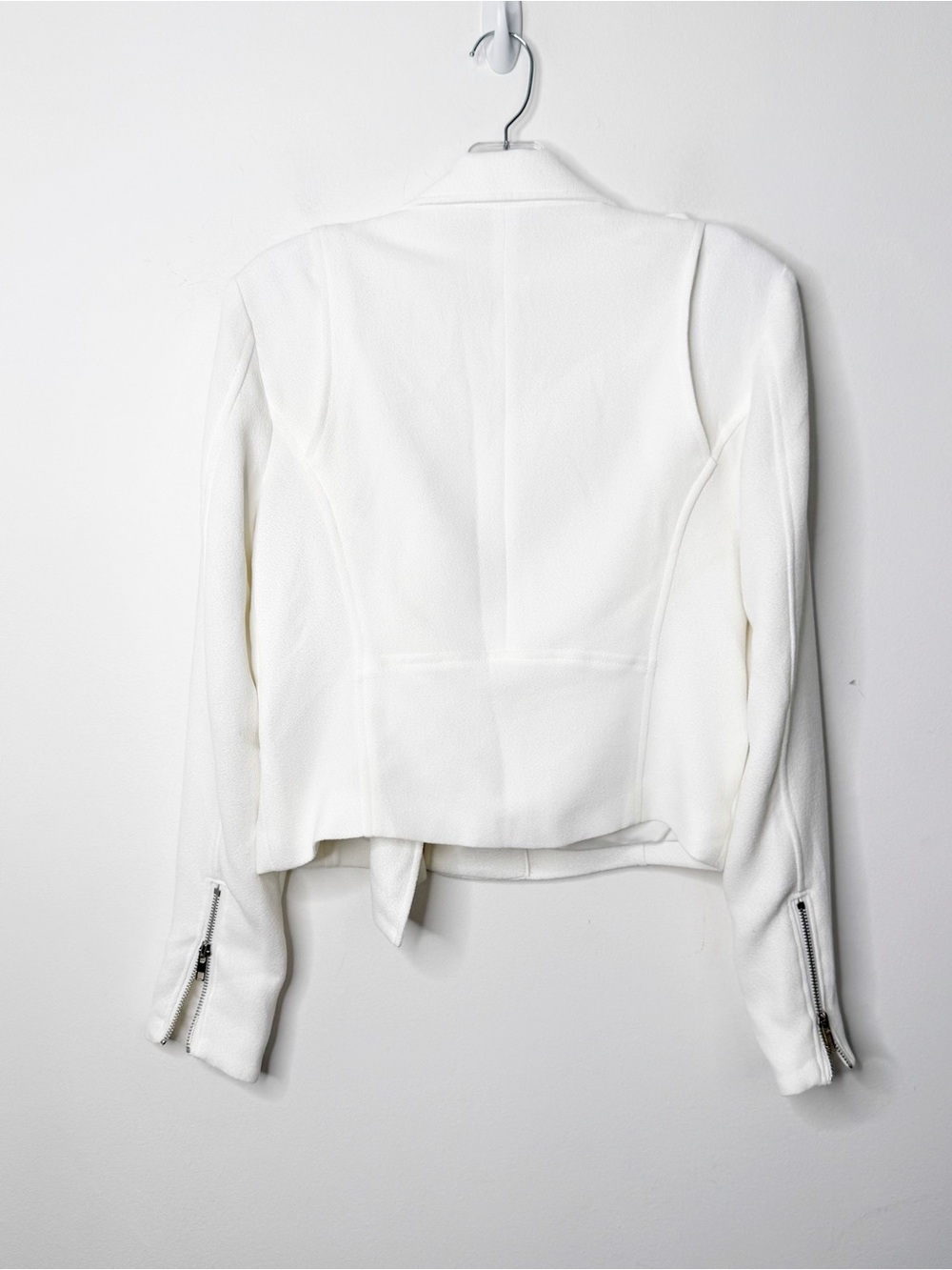 GENERATION LOVE White with Silver Hardware Textured Crepe Moto Jacket Sz. XS - Picture 4 of 4